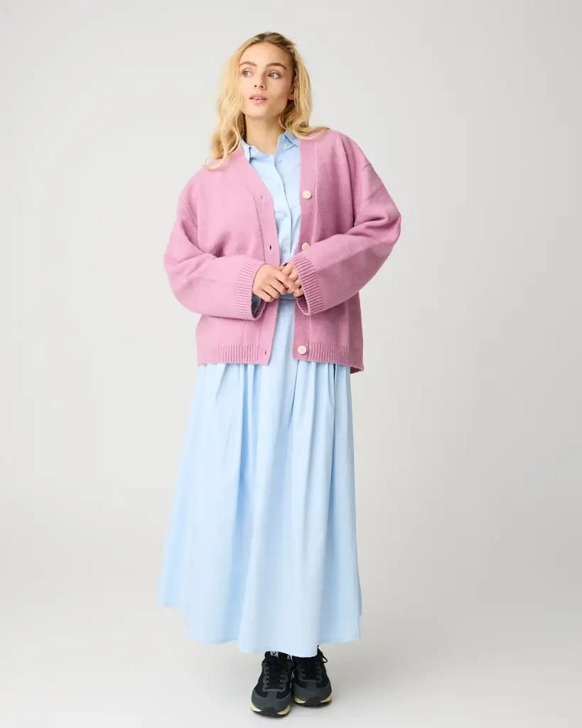 KNOWLEDGE COTTON APPAREL || Cardigan en maille recyclée - Soufflé yarn cardigan - Orchid Haze