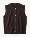 KNOWLEDGE COTTON APPAREL || Gilet sans manches en maille - Soufflé yarn vest - Chocolate Torte