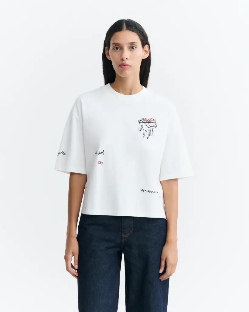 THINKING MU || Tee-shirt Lena Tomatera – Blanc