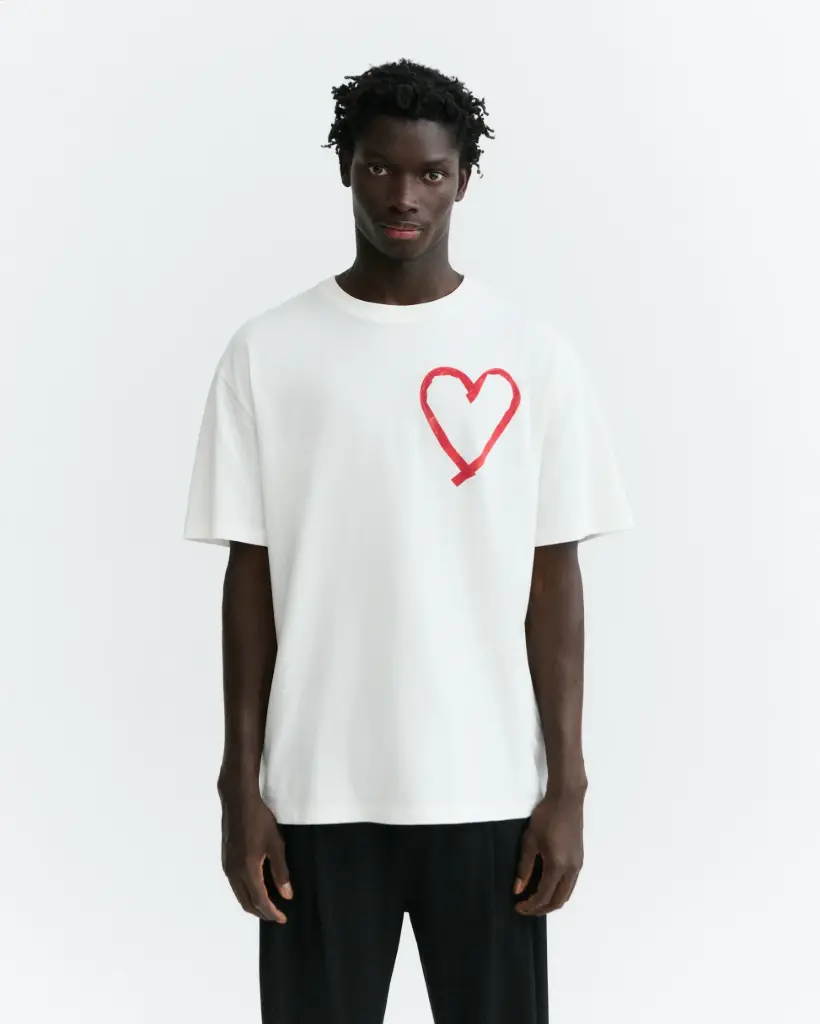 THINKING MU || Tee-shirt Aaron Tape Heart – Blanc
