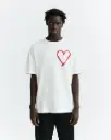 THINKING MU || Tee-shirt Aaron Tape Heart – Blanc