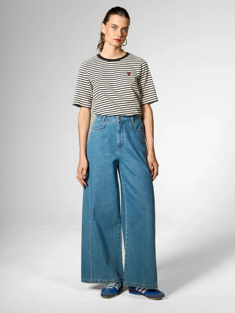 MADEMOISELLE YÉYÉ || Jean large femme - Wide Division Denim Trousers - Ocean Blue