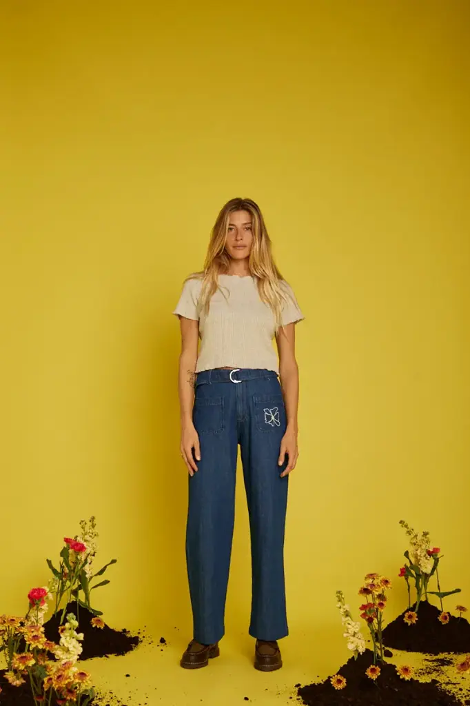 GRAINE || Pantalon ample taille haute en denim coton bio - Enraciné