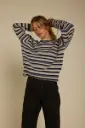 GRAINE || Pull à rayures en laine mérinos - Givre - Multi Bleu