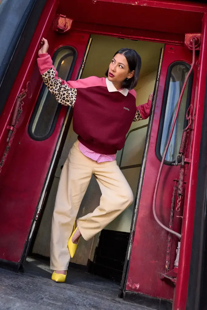 PERPÈTE || Sweat-shirt femme Mel imprimé léopard - Léo Bordeaux