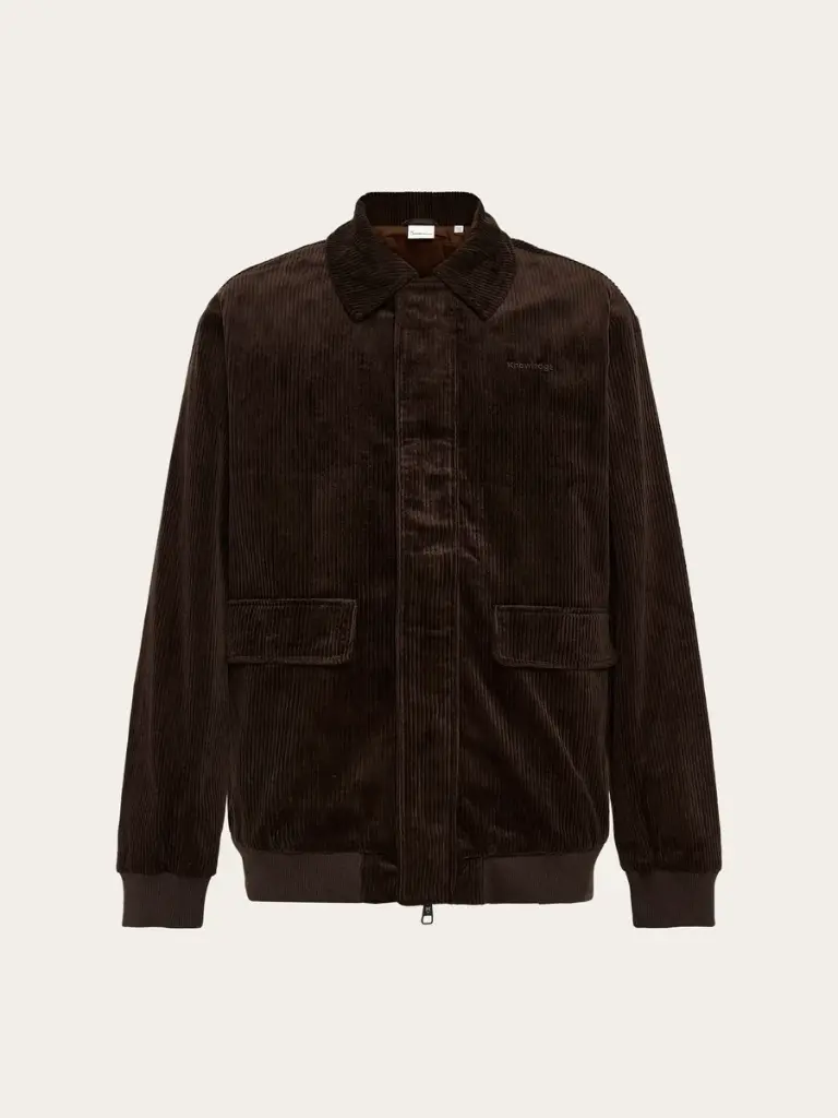 KNOWLEDGE COTTON APPAREL || Blouson bomber en velours côtelé - Corduroy Bomber Jacket - Chocolate Torte