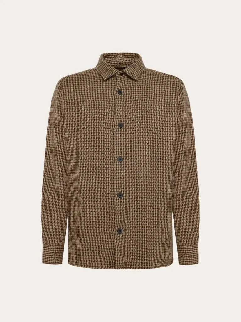 KNOWLEDGE COTTON APPAREL || Surchemise à motif pied-de-poule - Loose Houndtooth Overshirt - Dark Brown Check