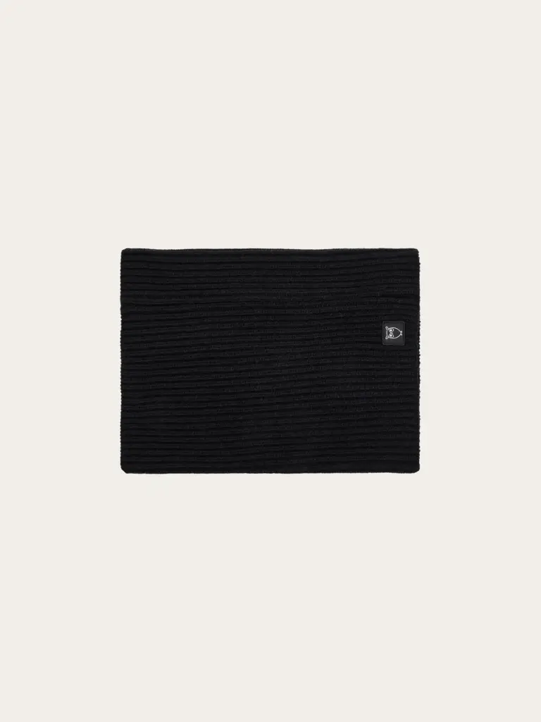 KNOWLEDGE COTTON APPAREL || Tour de cou côtelé en laine d'agneau - Lambswool Rib Snood - Black Jet