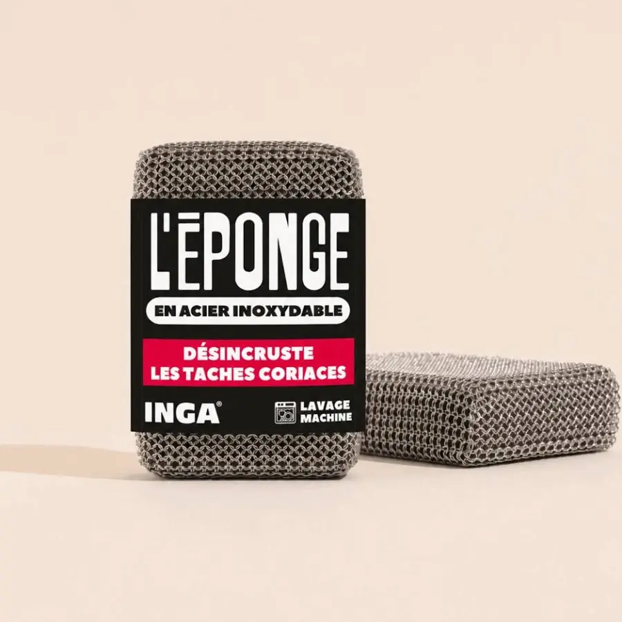 INGA || Éponge grattante lavable – Acier 