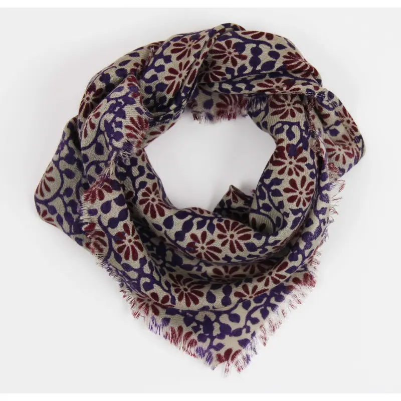 LES BELLES VAGABONDES || Foulard Delta en laine – Suzanne Extra Bordeaux