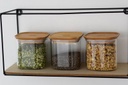 PEBBLY || Set de 3 boîtes carrées en verre avec couvercle en bambou – Transparent