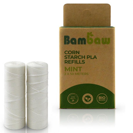 BAMBAW || Recharge Fil dentaire en bioplastique – 2 x 50 m