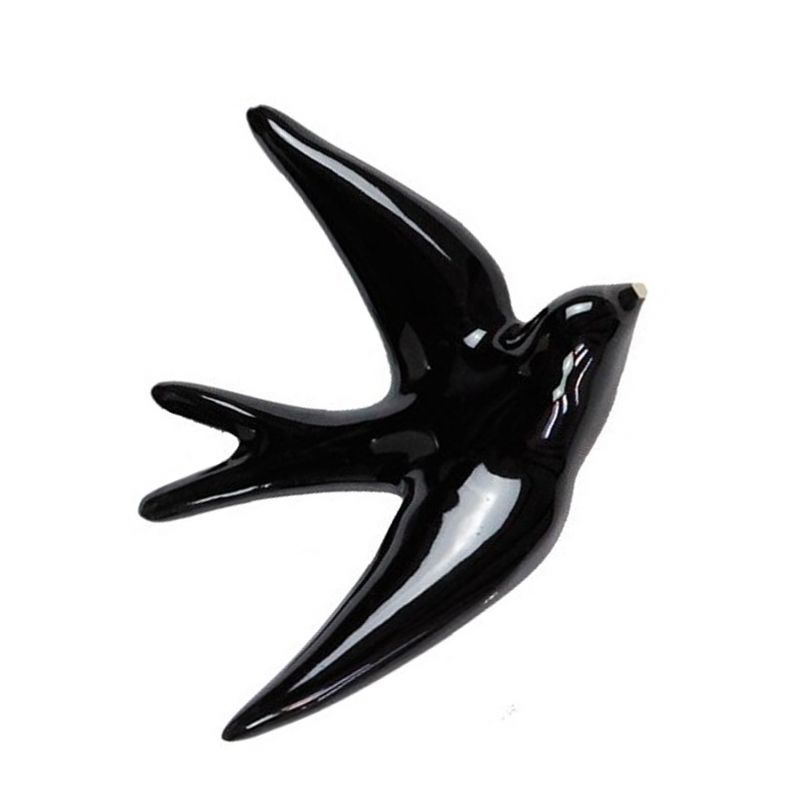 MONOCHROMIC || Décoration Murale Hirondelle Les Volages – Noir Émaillé