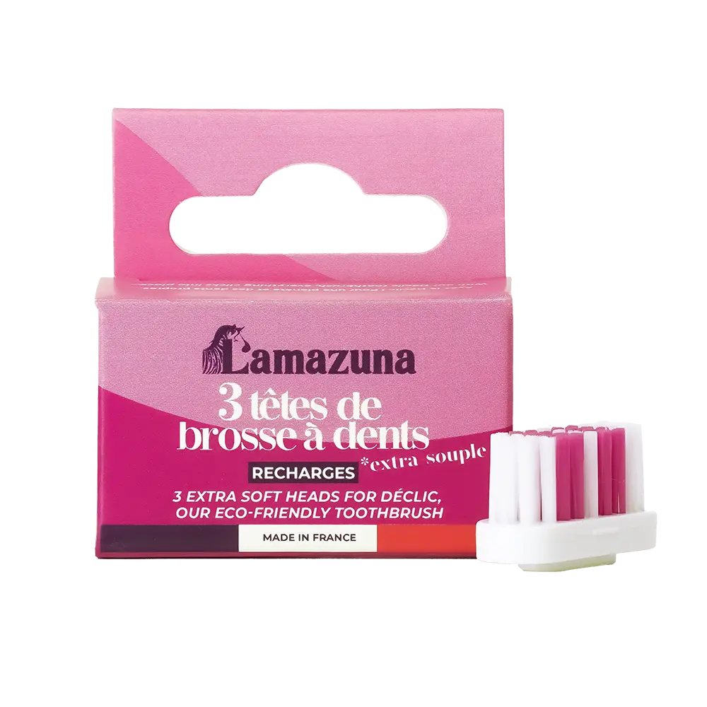 LAMAZUNA || Recharge de 3 têtes de brosse à dents – Extra souple