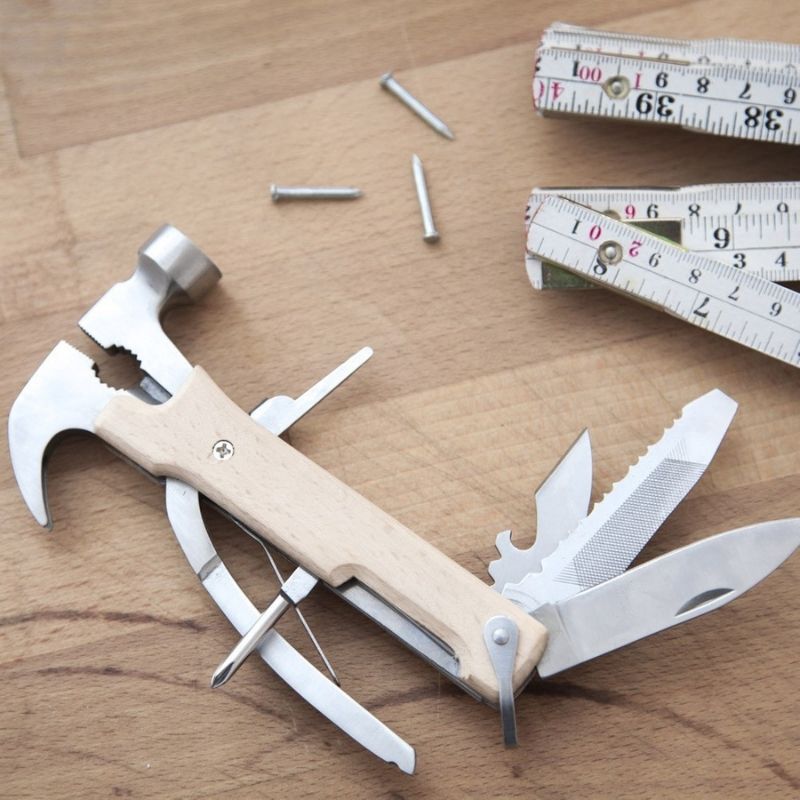 [KIK-CD502-W] KIKKERLAND || Couteau multitâche marteau – Bois naturel