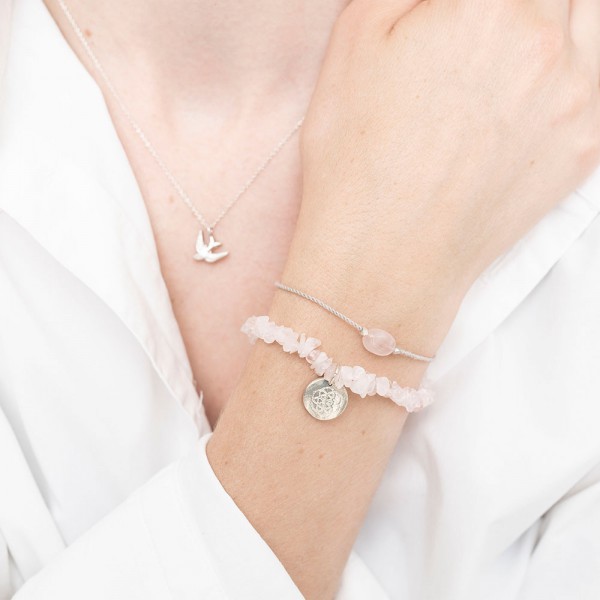 [ABS-BL22274] A Beautiful Story || Bracelet Gemstone Quartz Rose – Argenté