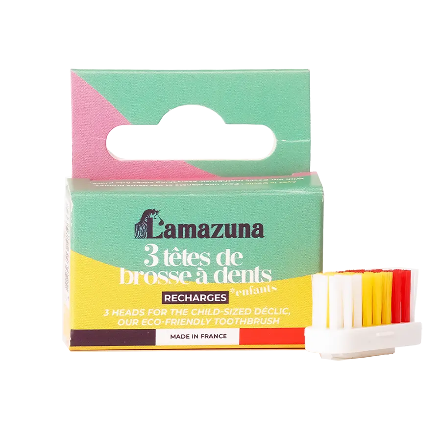 [LMZ-B2G1A00] LAMAZUNA || Recharge de 3 têtes de brosse à dents – Enfants