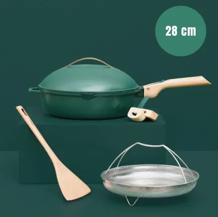 [COO-FAB28VE-CANOPEE] COOKUT || La Fabuleuse Poêle 8 En 1 – 28 Cm – Canopée