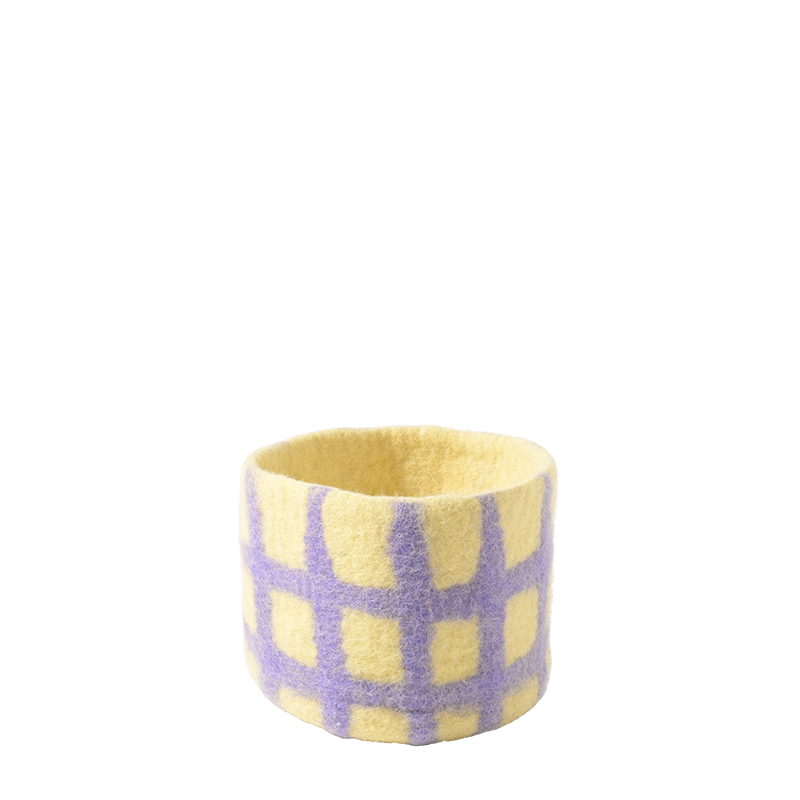 [AVE-2384] Aveva Design | Cache Pot en laine bouillie - Thick Checked - Lilac