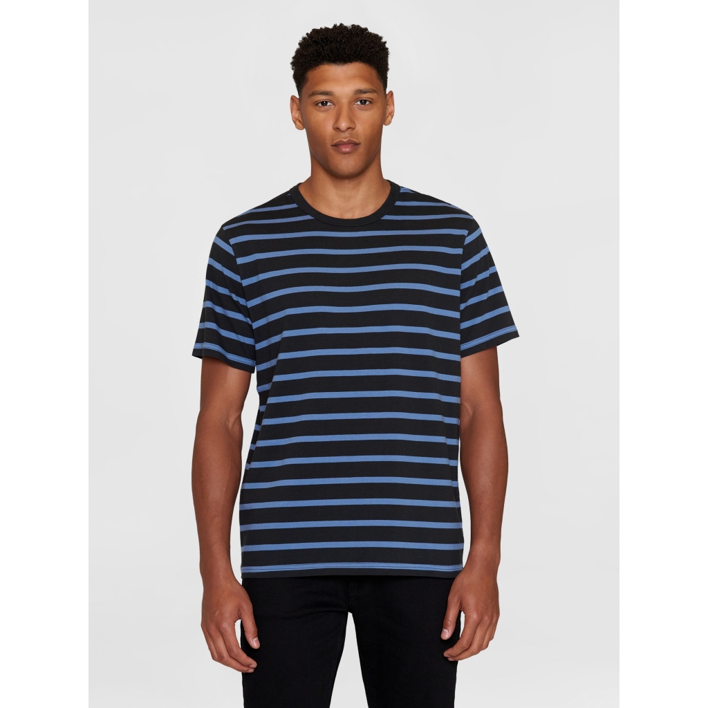 Knowledge Cotton Regular | T-shirt regular en coton - Blue stripe