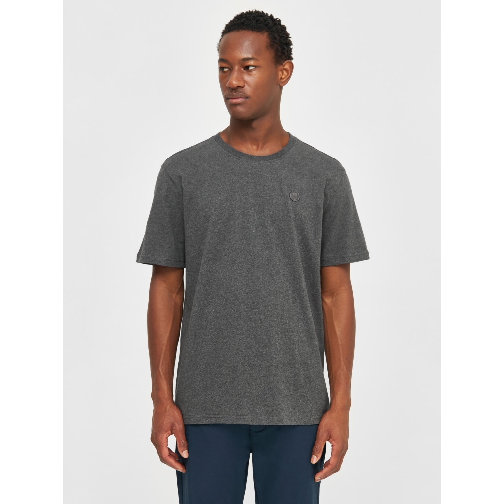 Knowledge Cotton Apparel | T-shirt Loke - Dark Grey Melange