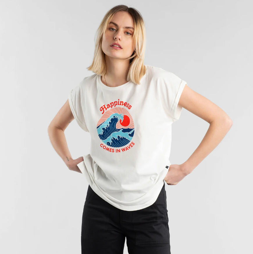 DEDICATED | T-shirt Visby Happiness Off-White - Whisper White