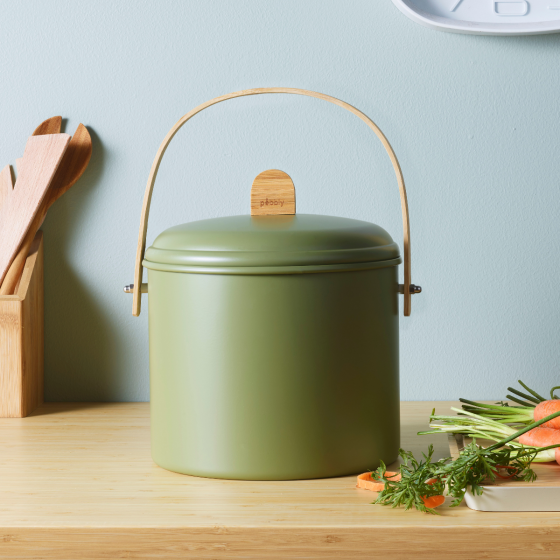 [PEB-NBA235] PEBBLY || Seau à compost avec filtre anti-odeurs 7L – Vert olive