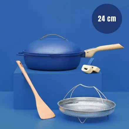 [COO-FAB24BC] COOKUT || La Fabuleuse Poêle 8 En 1 – 24 Cm – Saphir 