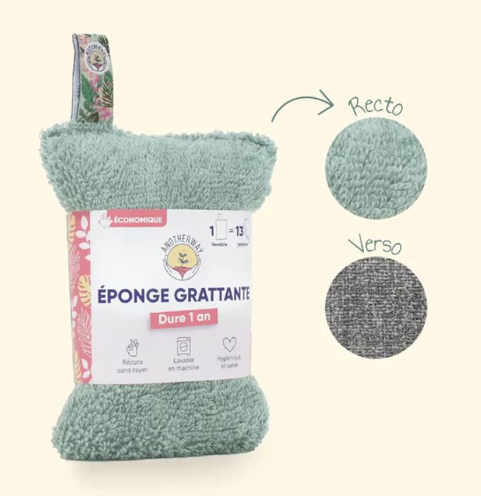 [MBW-EPONGEGRATT-VERT] ANOTHER WAY || Éponge Lavable et Grattante – Verte 