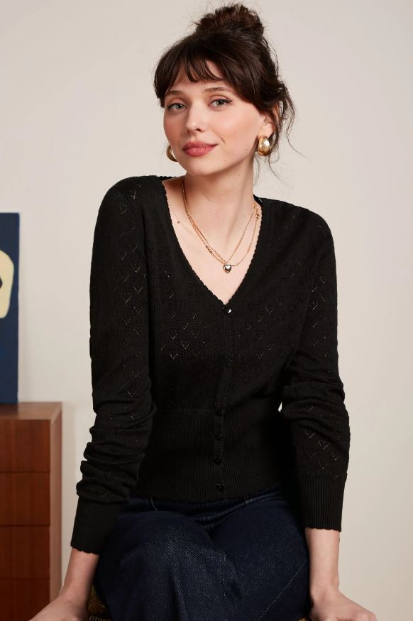 KING LOUIE | Cardigan ajouré motif cœur - Black
