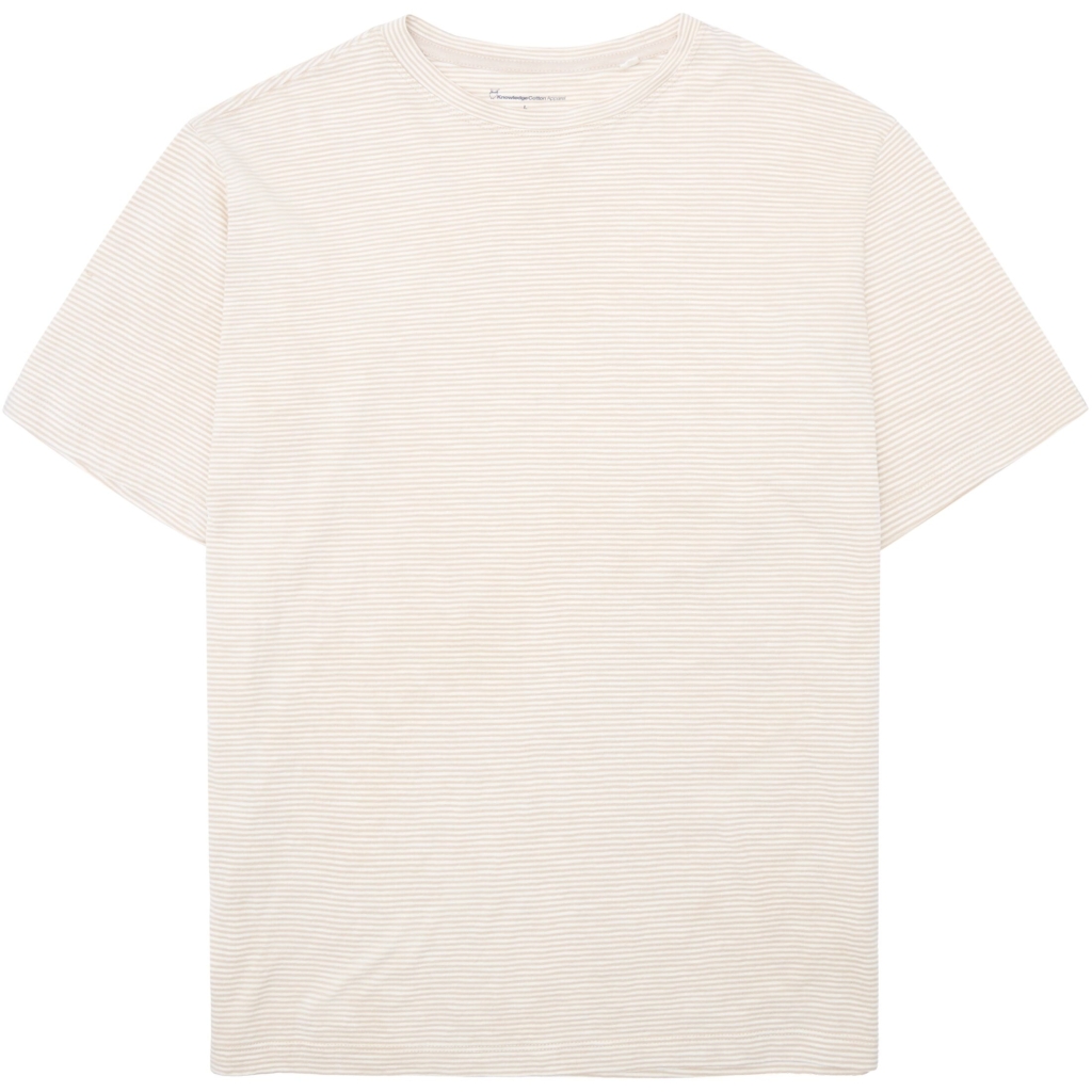 KNOWLEDGE | T-shirts Narrow striped slub - Creme Stripe