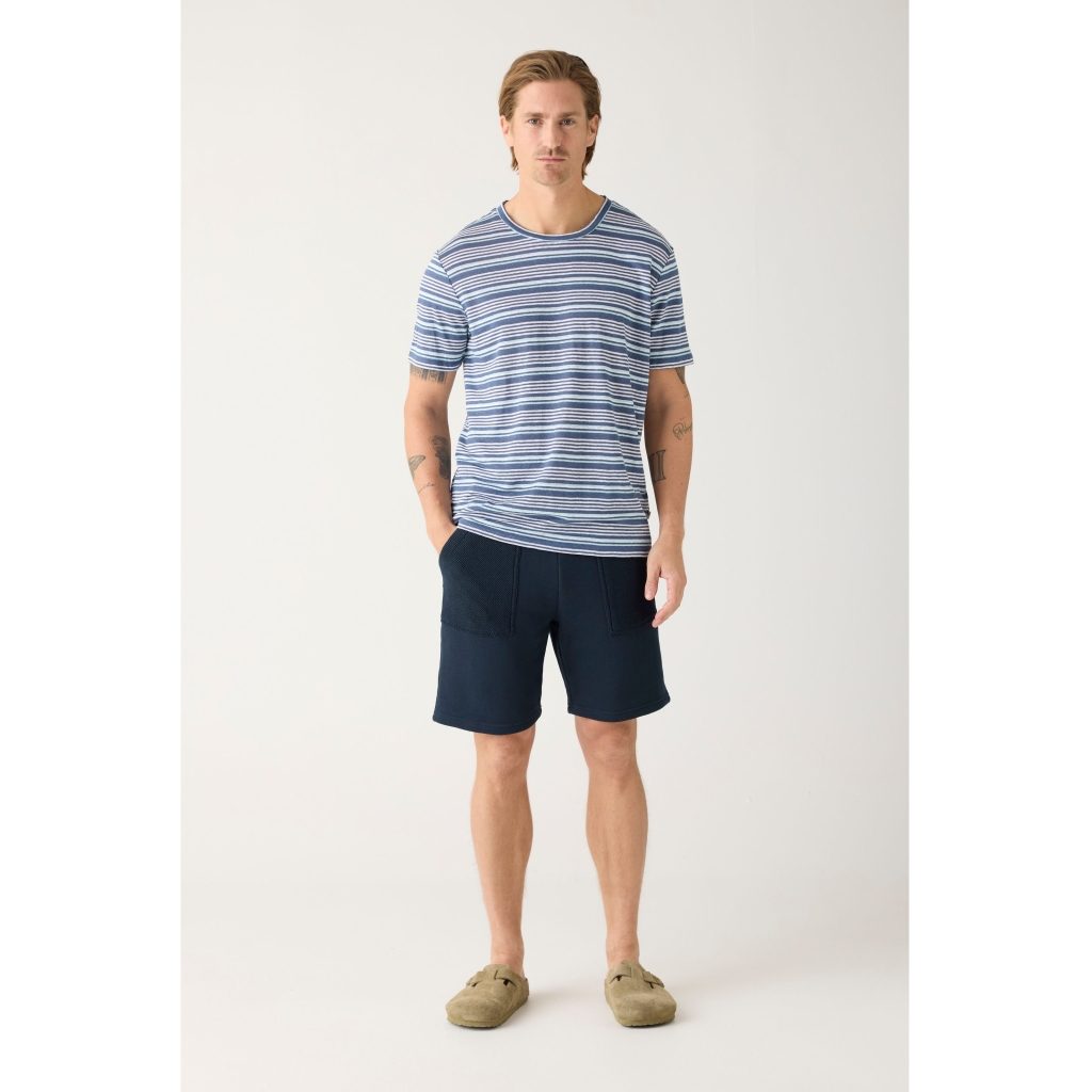 KNOWLEDGE | T-shirts en lin rayé - Blue stripe