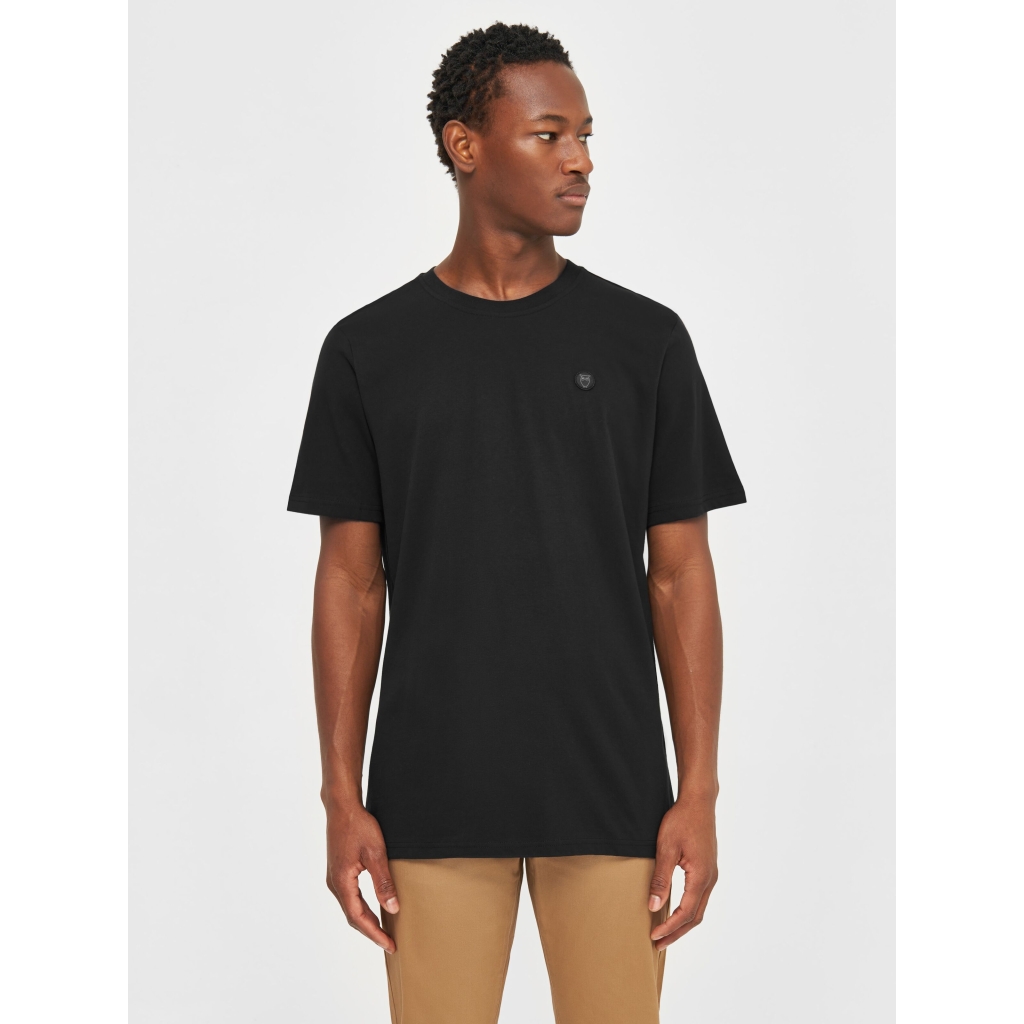 Knowledge Cotton Apparel | T-shirt Loke Badge Tee - Black Jet