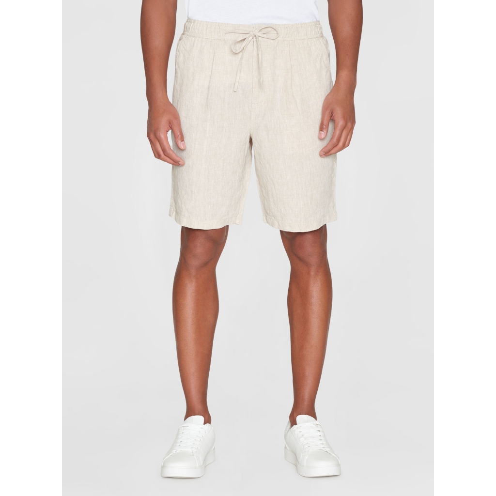 Knowledge Cotton Apparel | Short Fig Loos en lin - Light feather gray