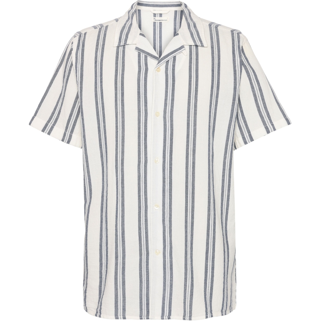 Knowledge Cotton Apparel | Chemise Box manches courtes - Blue Stripes
