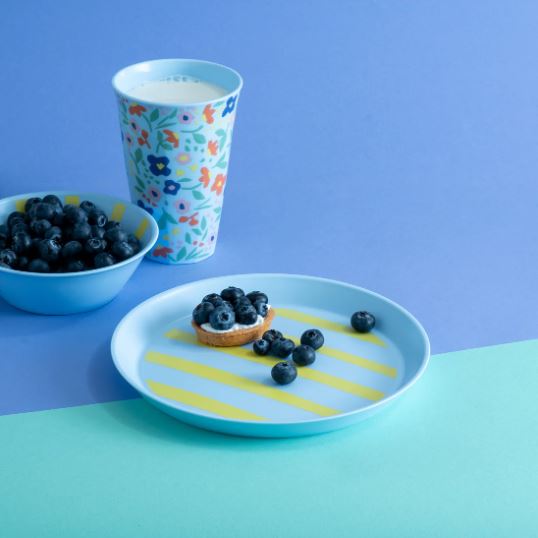 [KOZ-8160720] Koziol || Petite assiette 205 mm – Rayures bleu doux