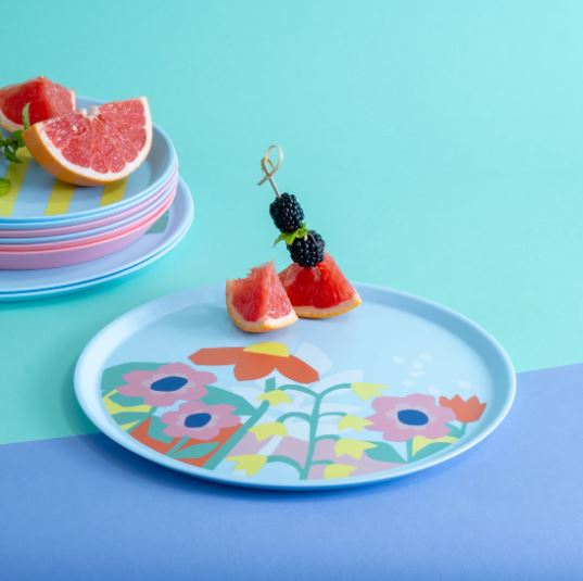 [KOZ-8163720] Koziol || Grande assiette 255 mm – Fleurs bleu doux