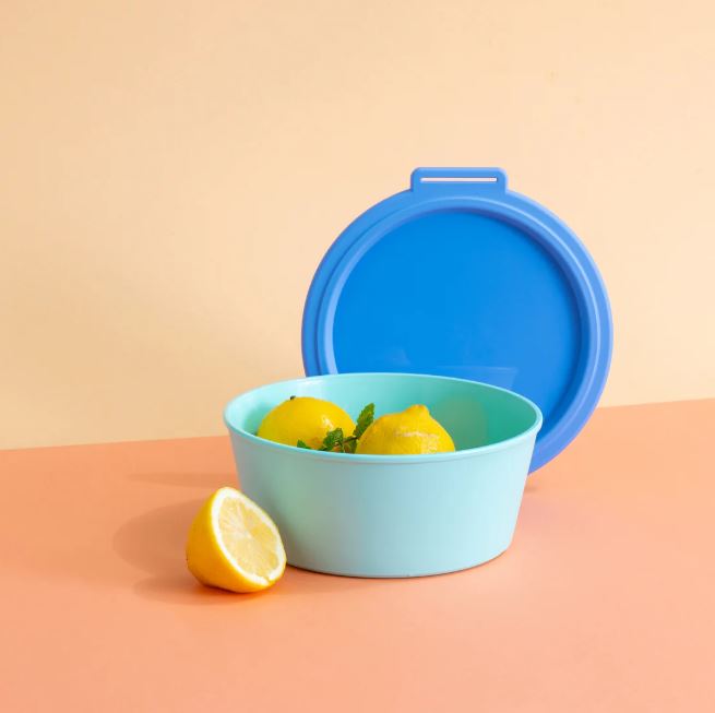 [KOZ-8372265] Koziol || Bol avec couvercle Nora 1,3L – Vert doux / Bleu intense