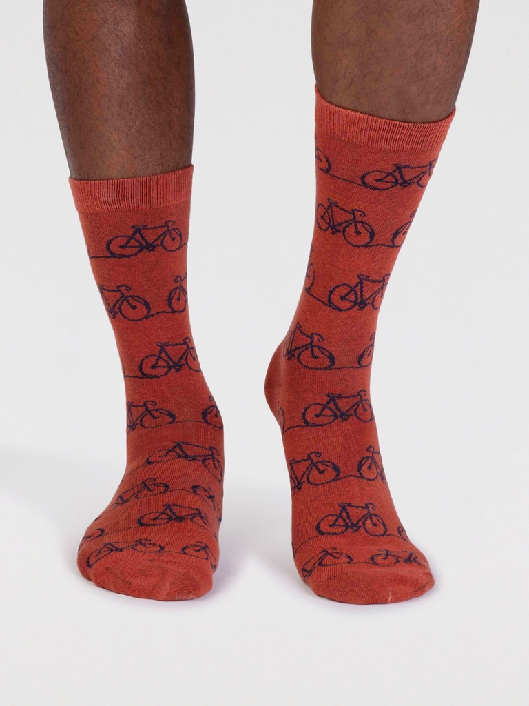 [BTR-TA166-Clay-Red-7-11] THOUGHT | Chaussettes homme Bennie Bike - Clay Red