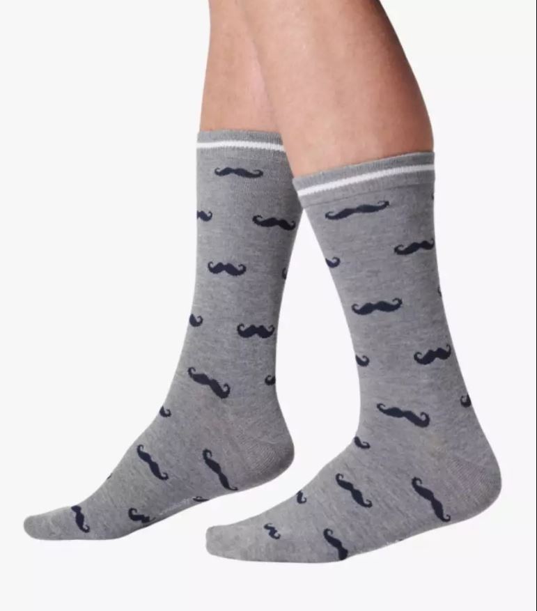 [BTR-TA504B-GREY-MARL-7-11] THOUGHT | Chaussettes homme Moustache - Grey marl