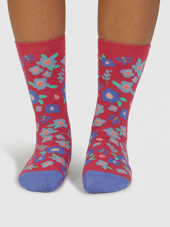 [BTR-SPW880-RADDISH-PINK- 4-7] THOUGHT | Chaussettes femme Mapel Floral - Radish pink
