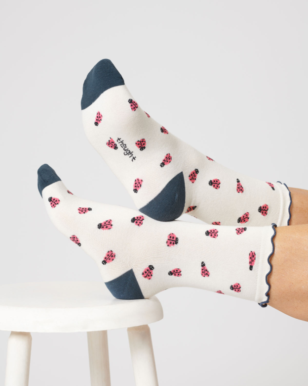 [BTR-TA457C-STONE-WHITE- 4-7] THOUGHT | Chaussettes femme Insect  - Stone white