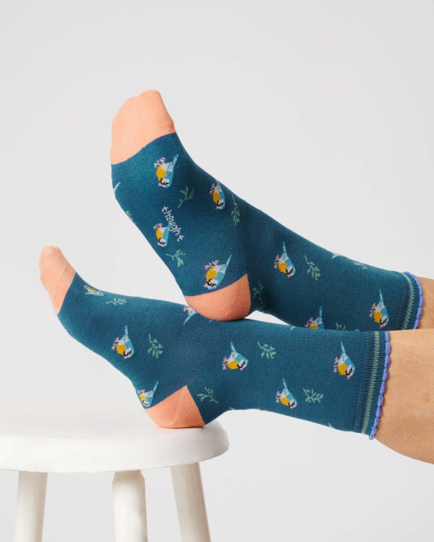 [BTR-TA459C-LAKE-BLUE- 4-7] THOUGHT | Chaussettes femme Bird - Lake blue