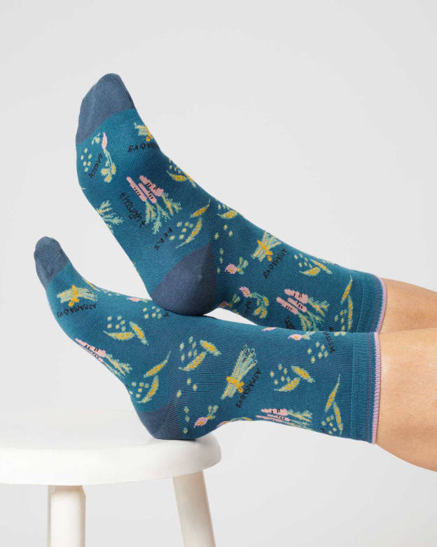 [BTR-TA573C-LAKE-BLUE- 4-7] THOUGHT | Chaussettes femme Vegetable - Lake blue
