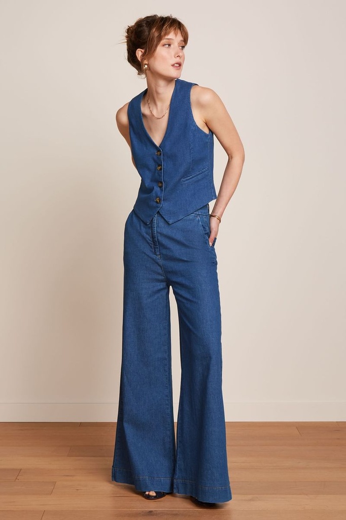 KING LOUIE | Pantalon Peppa Chambray Denim Blue