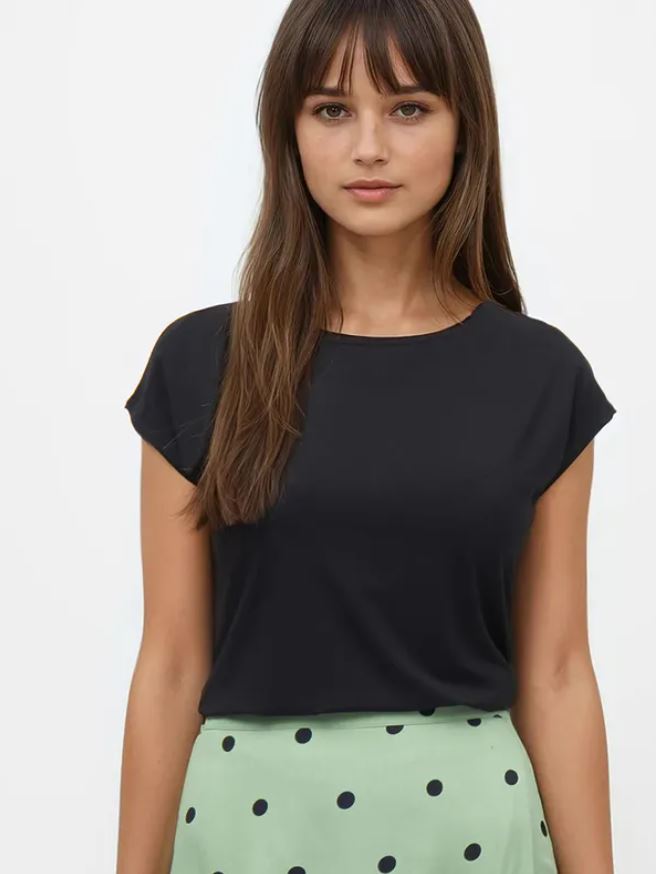 MADEMOISELLE YEYE | T-shirt Casual and Chic - Black