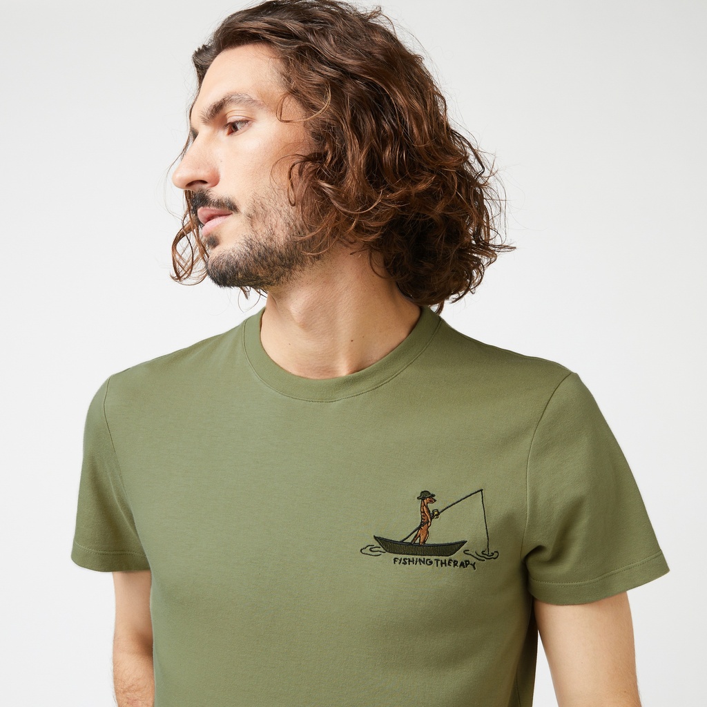 FAGUO | T-shirt Arcy en coton - Fishing Therapy Kaki