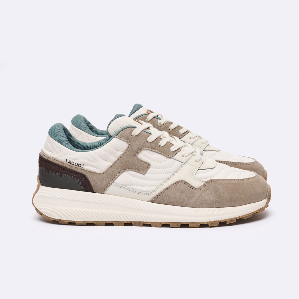 FAGUO | Basket Limwood Suede - Ecru et blanc