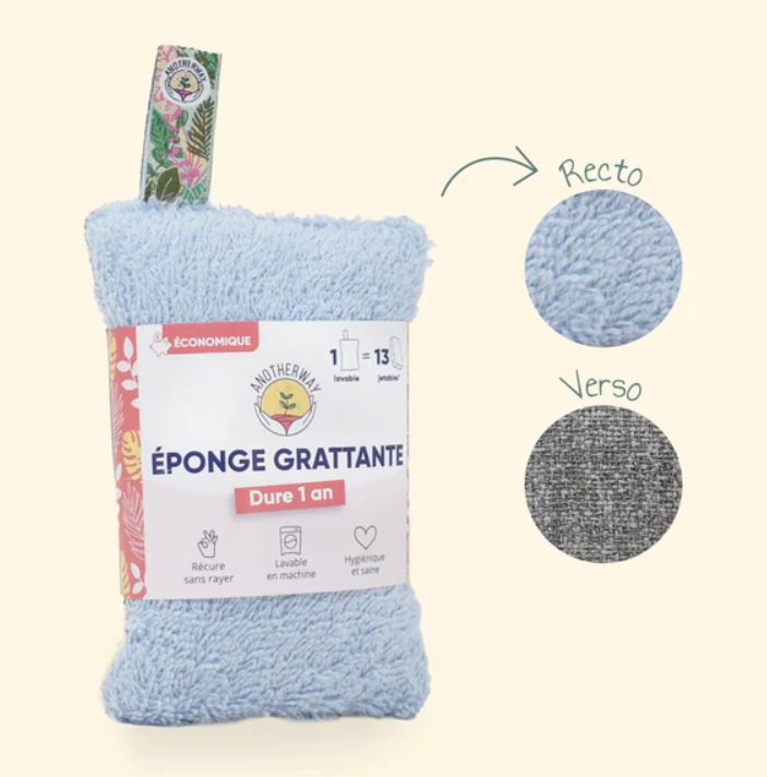 [MBW-EPONGEGRATT-BLEU] ANOTHER WAY || Éponge Lavable et Grattante – Bleue