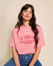 EMOI-EMOI | Le t-shirt Le bisou magique femme en coton bio - framboise